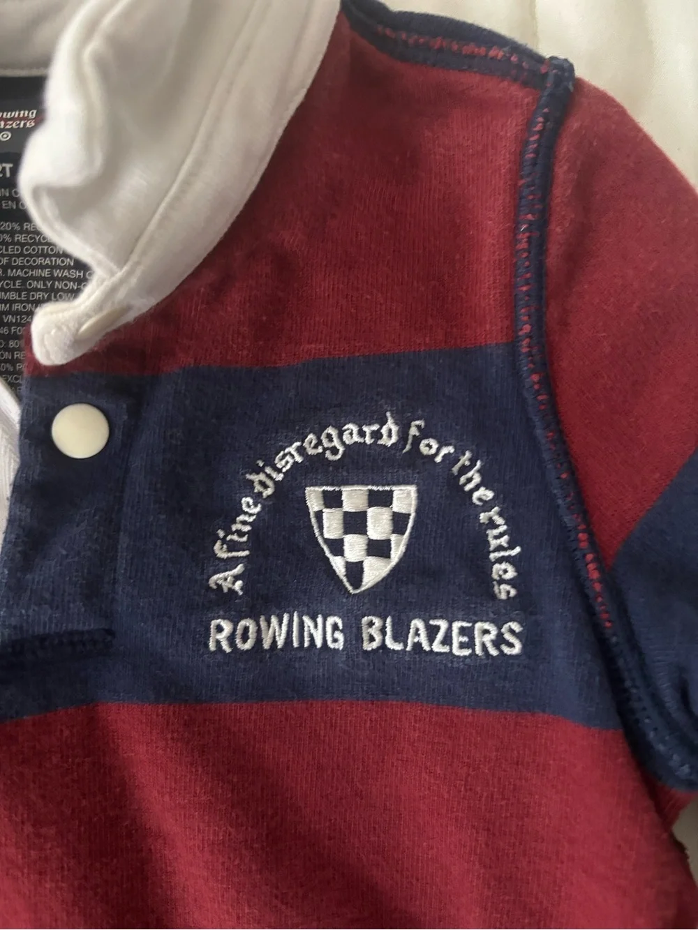 Rowing Blazers x Target Burgundy & Navy Striped Rugby Bodysuit